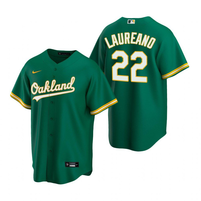 Men's Oakland Athletics #22 Ram??n Laureano Green Cool Base Stitched Jersey